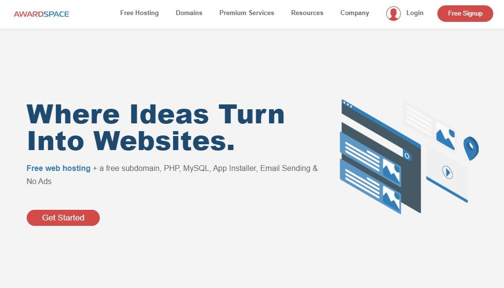 Awardspace là một dịch vụ tên miền miễn phí khác được cung cấp bởi một nhà cung cấp dịch vụ lưu trữ web miễn phí