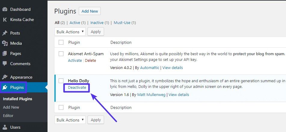 Cách gỡ bỏ Plugin trên WordPress